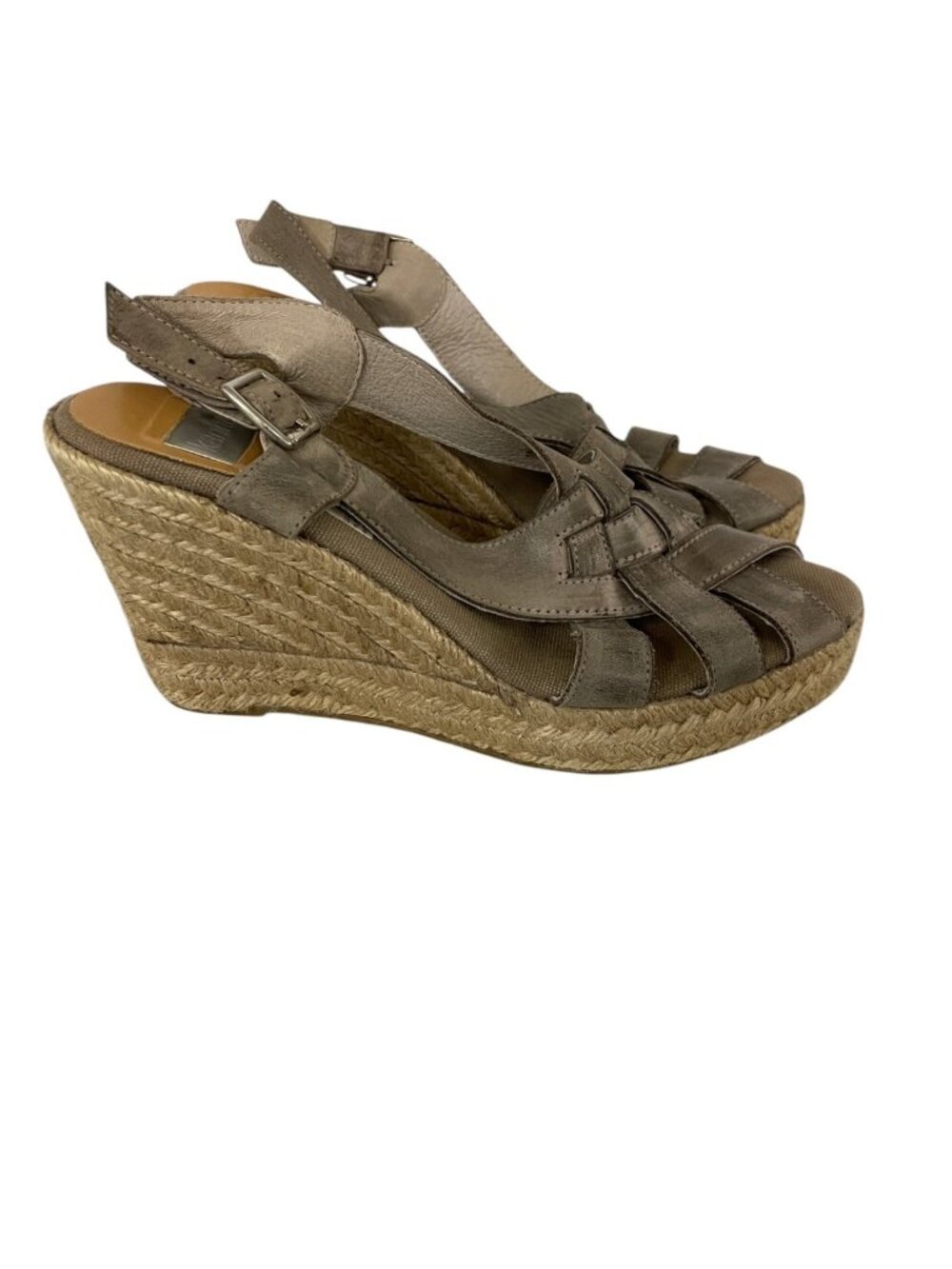 Kanna Womens Espadrille Wedge Sandals Jute Size 39 US 8.5 Tan Taupe NWB